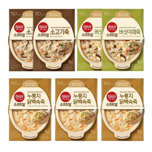 비비고 CJ 죽 용기 7B세트 280g x 7개(버섯야채2 소고기2 누룽지닭백숙3), 1세트