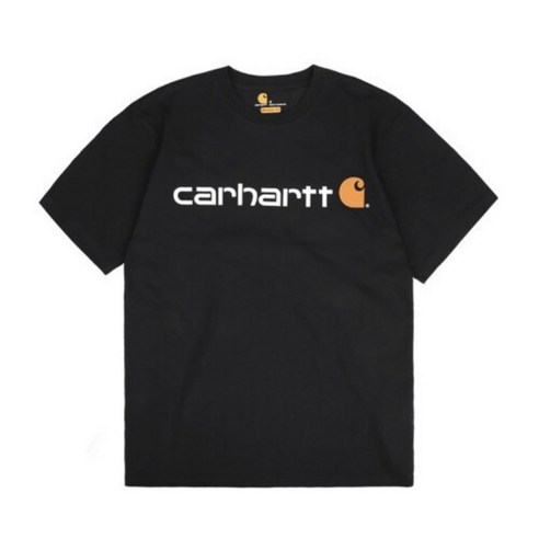 칼하트  [국내발송] 칼하트 Carhartt 시그니처 로고 반팔 티셔츠 헤더 블랙 면 캐주얼 반팔티 K195-BLK