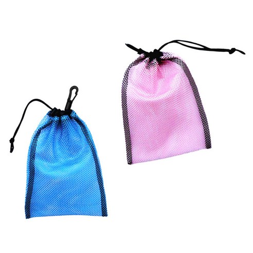스노클링 장비 잠수 지느러미 고글 마스크 용 블루 + 핑크 메쉬 졸라매는 끈 가방, 핑크 블루, 설명
