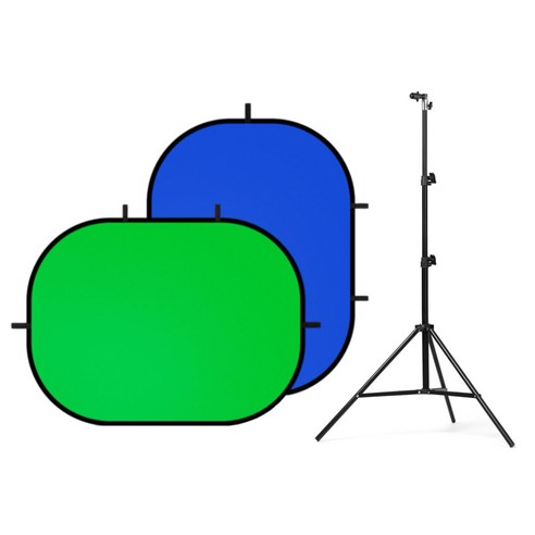 접이식 원터치 크로마키 양면 배경보드, 1.5M 그린 블루 + 거치대 세트, 1개