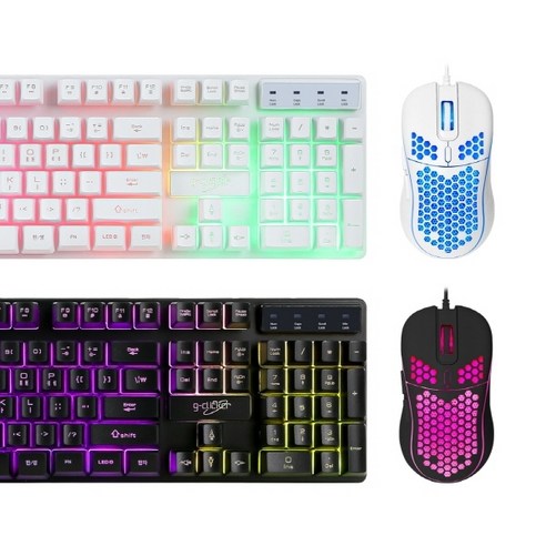 지클릭커 슈퍼 히어로 RGB 게이밍 키보드 마우스 세트 (화이트) 지클릭커 슈퍼 히어로 RGB 게이밍 키보드 마우스 세트 (화이트)