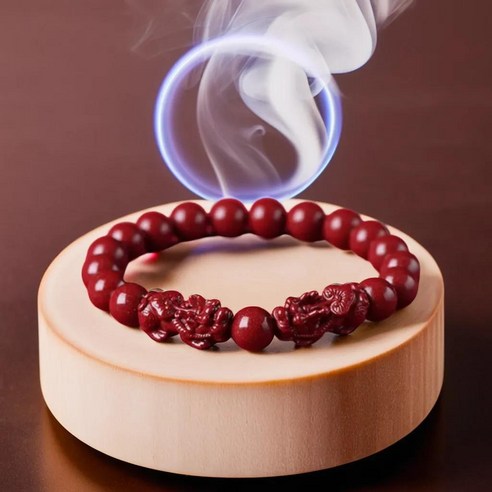 경면주사의 신비로운 힘으로 행운과 풍요를 위한 엘아즈 비휴 팔찌