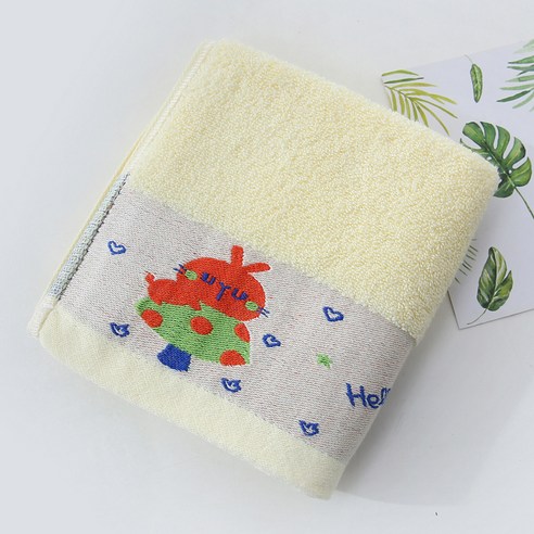 순수한 면 수건 성인 가정용 두꺼운 흡수 세수 전면 면 수건 광고 선물 수건, 74*34cm, 노랑, 황색