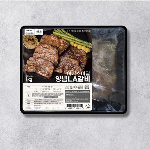 아샤스마일 양념LA갈비, 1kg, 3개