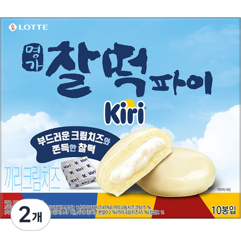 <코랑EA> 본상품선택 롯데웰푸드 찰떡파이 끼리 크림치즈 10p, 250g, 2개