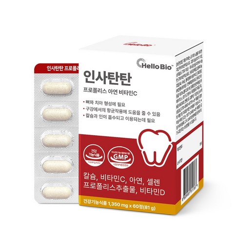 인사탄탄 프로폴리스 아연 비타민C, 6개, 60정