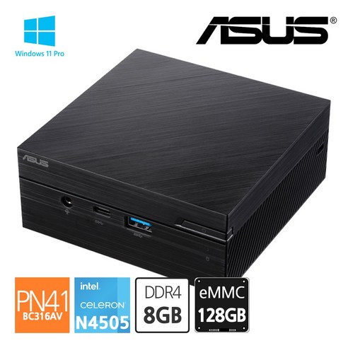 에이수스 ASUS 미니PC PN41-BC316AV N4505 Win11 RAM 8G eMMC 128GB 완제품, 단품