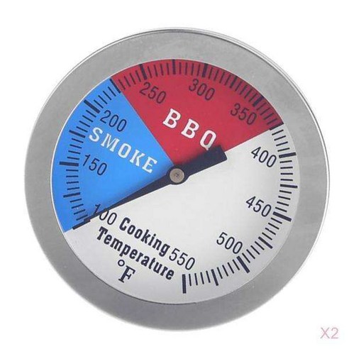 고기 요리에 대한 2pcs 바베큐 흡연자 온도 게이지 승/및 표시기, 실버, 52mm, 스테인레스 스틸