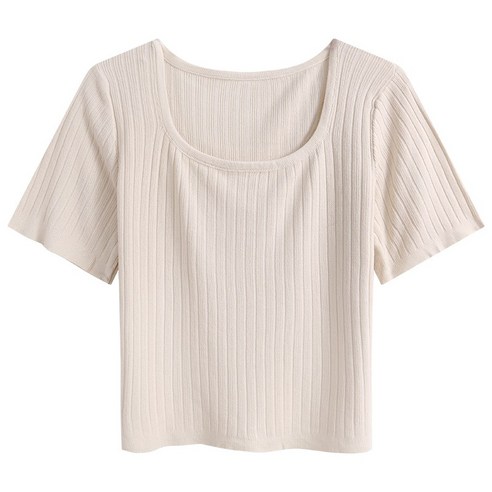 반팔 티셔츠 여성 얇은 여름 새로운 패션 디자인 틈새 슬림 피트 티셔츠 니트 탑