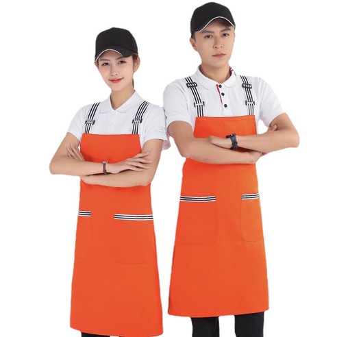 ANKRIC 방수앞치마 실력은 공짜로 가슴을 치며 방오전 카고인데 크로스 멜빵 앞치마 조절 가능, 오렌지