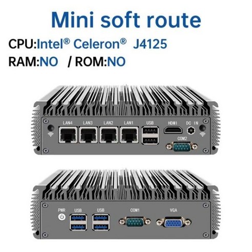 미니PC YINGCHI 인텔 셀러론 팬리스 소프트 라우터 미니 PC 4x2.5G LAN HD VGA 포트 방화벽 기기 J4125 N5095 펜티엄 J6426, [03] UK, [01] J4125 NO RAM SSD, 01 J4125 NO RAM SSD_03 UK