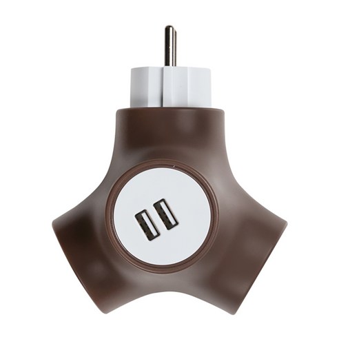 파워존 테트라포드 USB 오리지널 멀티탭 2구 PA-GEK-02SU2, 1개, 13cm, 솔리드브라운