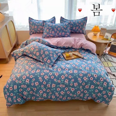 ZZJJC 기모 면 4종 세트 매칭, 봄기운, 1.5 침대 4피스
