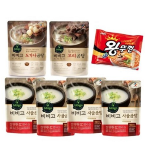 비비고 도가니 곰탕 460g + 꼬리 사골 500g* 4개 왕뚜껑 130g 세트, 1세트