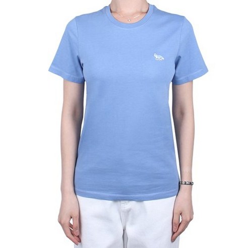 MAISON KITSUNE 메종키츠네 24SS 여성 베이비 폭스 레귤러 반팔티 햄프턴블루 MW00122KJ0008 P428