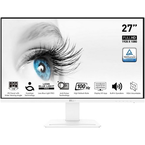 MSI Pro MP273AW 27인치 1920×1080(FHD) IPS 100Hz TUV 인증 눈 보호 4ms 디스플레이 포트 HDMI 틸트