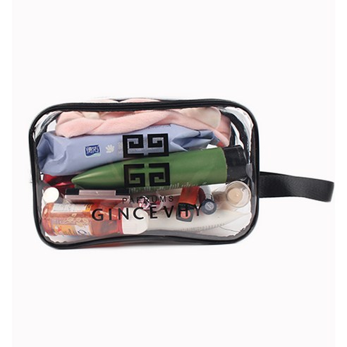 [코스릴] 방수 투명 화장품 가방 휴대용 세척 가방, 중간 투명