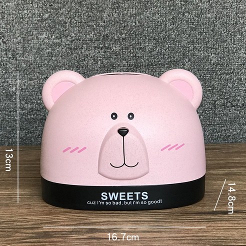 아이디어 휴지통 가정용 침실 거실 탁자 귀엽다 만화 휴지통, 1 건, 핑크 밀 북극곰 (휴지통)