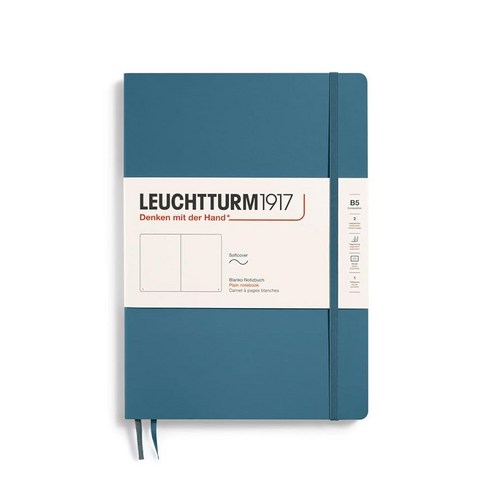 로이텀 LEUCHTTURM1917 - Composition B5 유선 소프트커버 노트 (네이비) 123 번호가 매겨진 페이지 454373, Plain, Stone Blue