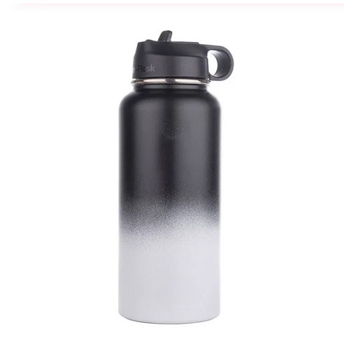 ZZJJC 아이디어 보온병 아이디어 텀블러 아웃도어 보온병, 상흑하백, 32oz/960ml