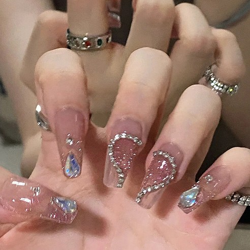 걸스코코 럭셔리 스톤 네일팁 셀프네일 인조손톱 화려한네일 모음전51종, 2개, NAIL-N473
