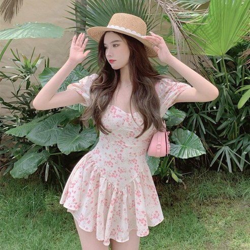라이톰 플로럴 퍼프 원피스 수영복