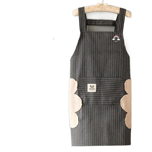 KORELAN 심플 방수 앞치마 홈 주방 작업복 패션, 회색 무지개(닦을 수 있는 H 어깨끈)