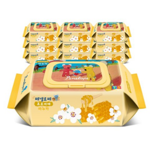 페넬로페 프르미에 마누카 유아물티슈 캡형, 70g, 72개입, 10세트