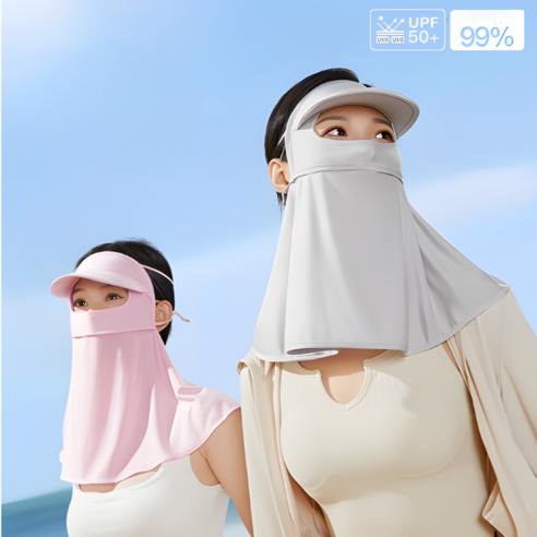 Velto 360도 자외선차단 마스크 쿨 썬캡 UPF 50+ 얼굴 햇빛가리개 싸이클 골프 모자, 블랙, 1개