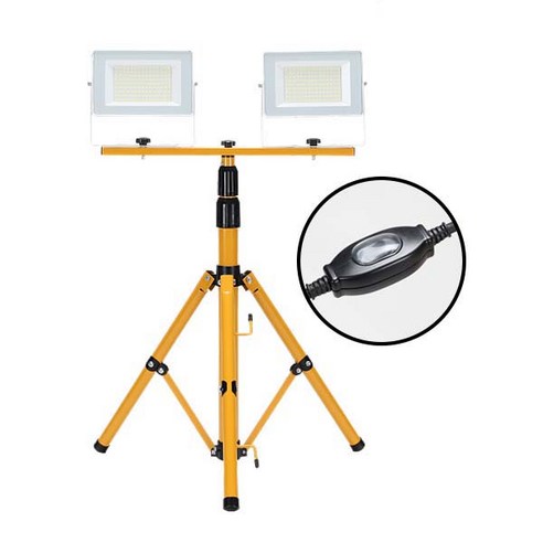 LED투광기 세트 2등용 100W(50W+50W) 투광등 휴대용 접이식 AC코드, 1개