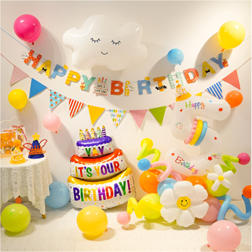 박스텔라 생일파티 풍선세트 가랜드 홈파티 용품 세트, 1세트, E빅케이크