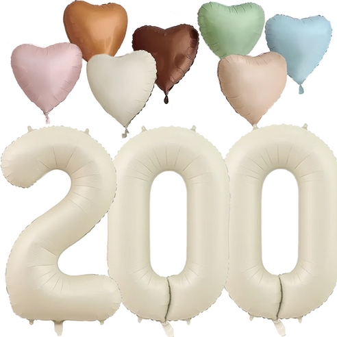파파 파티 크림 하트 대형 숫자 기념일 생일 풍선 세트, 1세트, 크림 200 + 하트7종