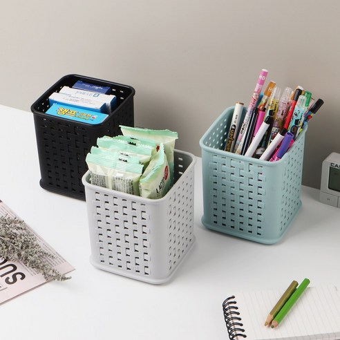 유아이원 학교 학원 유치원 어린이집 교구 사무실 회사 사각 펜꽂이 연필꽂이 펜정리 멀티 정리함, 블랙, 5개