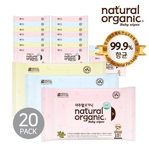네츄럴오가닉 프리미엄 플레인 손입티슈10매 20팩, 단일옵션