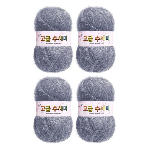 울클럽 별꽃수세미 DIY 고급수세미실 80g 4볼세트 + 동영상제공, 166데님그레이