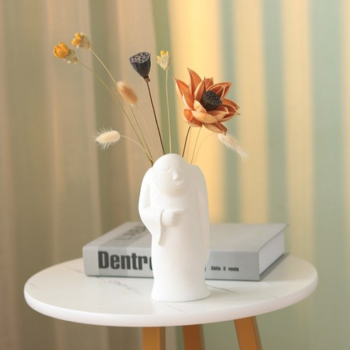 DFMEI 현대 크리 에이 티브 미니멀리스트 꽃꽂이 문학 화이트 세라믹 작은 꽃병 꽃 냄비 말린 꽃 장식 데스크탑 tv 캐비닛 장식, 색깔7