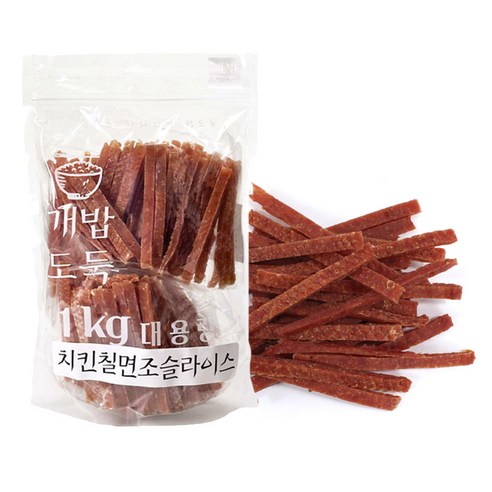 개밥도둑 강아지 건조간식 육포 말이 껌 대용량 실속간식1kg, 치킨안심스테이크, 1000g