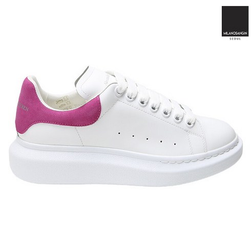 알렉산더맥퀸 20SS 핑크 스웨이드 탭 오버솔 남성 화이트 스니커즈 553680 9363