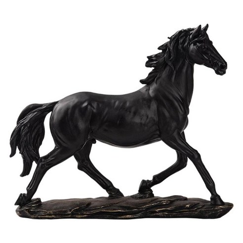 가정 거실 테이블을 위한 창조적인 서 있는 말 동상 조각품 동물 장신구, 검은 색, 수지