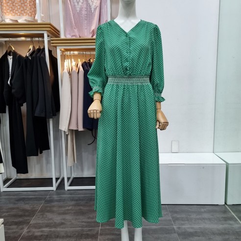 [정품매장] 플라스틱아일랜드 캐주얼 데일리 원피스 V넥 프린트 롱원피스 (PP2WO901)