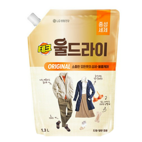 테크 울드라이 세제 리필, 1.3L, 2개