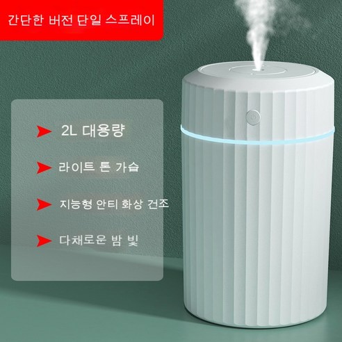 휴대용 음소거탁상용 실내 이류체 미세분무 2L 가습기, E19 싱글 스프레이 화이트