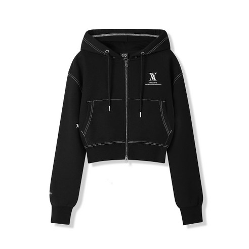 AVANDRESS AV LOGO CROP HOOD ZIP-UP BLACK STITCH AD43JK26BKST 365014