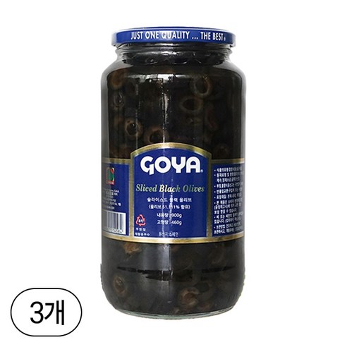 고야 슬라이스드 블랙 올리브, 900g, 3개