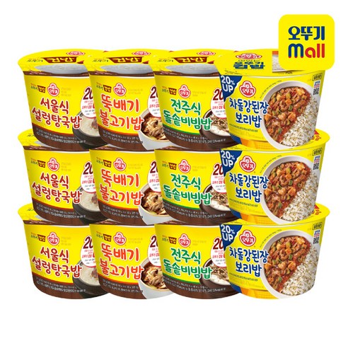 오뚜기 컵밥 4종 각 3개 차돌강된장보리밥 310g+전주식돌솥비빔밥 269g+뚝배기불고기밥 320g+서울식설렁탕국밥 311g 1세트