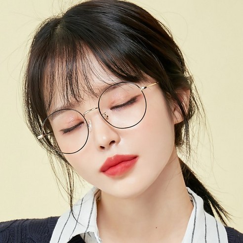 멜라크메 FDA 인증 동글이 라운드 자외선 블루라이트 차단 안경 골드블랙 안경테