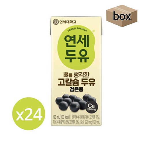 연세두유 뼈를생각한 고칼슘 검은콩두유 190ml 1박스, 1박스(24팩입)