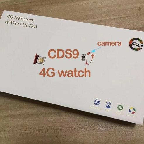 가성비스마트워치 전자시계 학생 4G SIM 카드 CDS9 스마트 워치 와이파이 아몰레드 49mm 22 인치 울트라 굿 2 16G 4 64 회전 카메라 GPS NFC 앱 다운로드 더블 스트랩, 없음, 1.orange 2G 16G