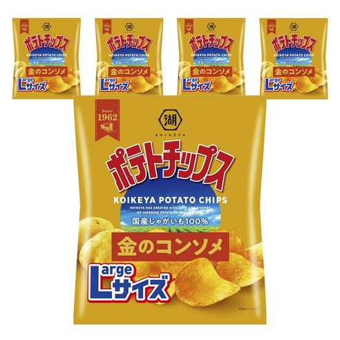 KOIKEYA 포테이토칩 황금콘소메맛 라지 사이즈, 5개, 126g