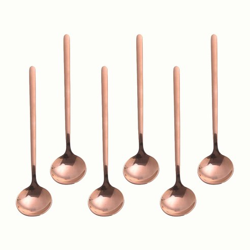 노 브랜드 스테인레스 스틸 6 pcs 에스프레소 스푼 커피 설탕 디저트 케이크에 대 한 작은 술 아이스크림 수프 전채, 로즈 골드